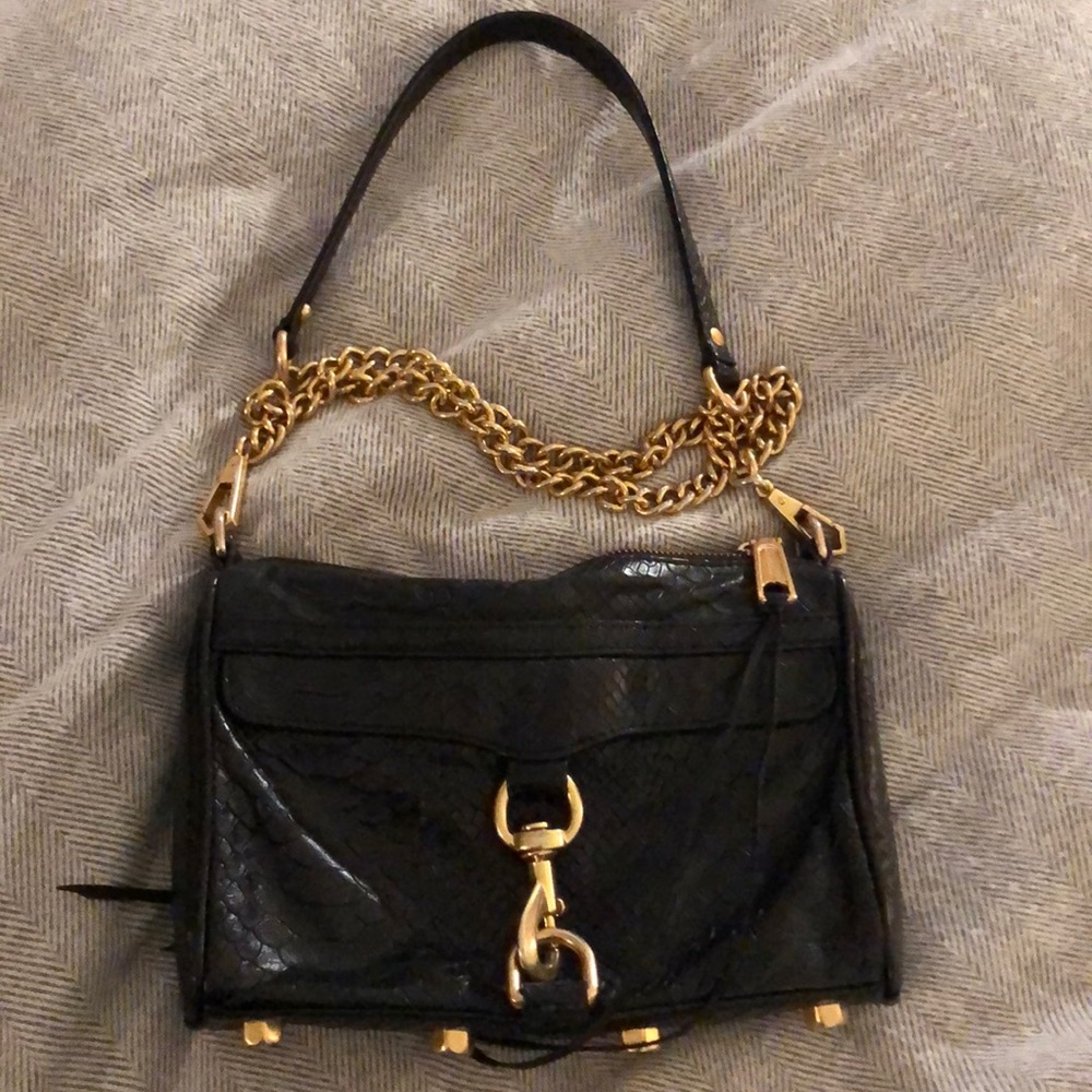 Rebecca Minkoff mini Mac black embossed leather